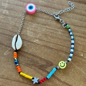 Handmade silver shell anklet